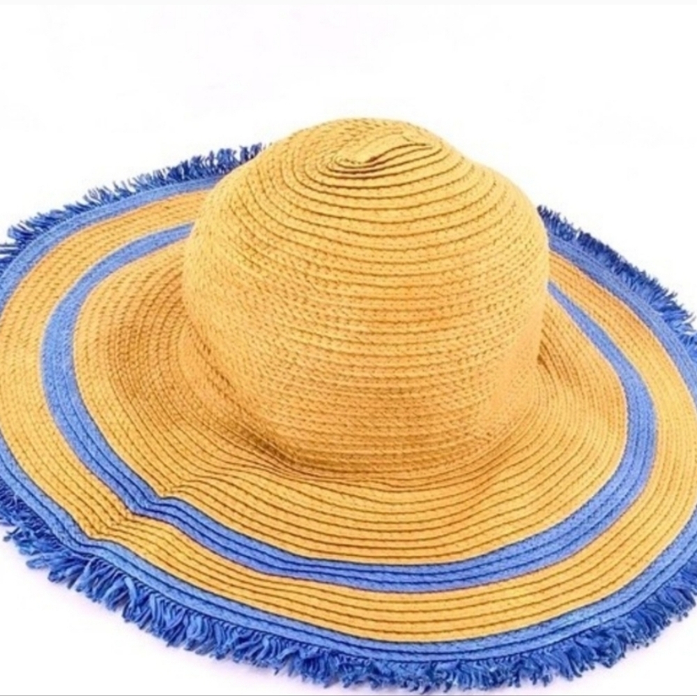 Vineyard Vines Women's Blue Wide Brimmed Packable Straw Hat